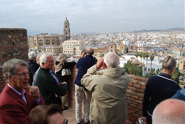 Utsikt från borgen Alcazaba över Málaga centrum.